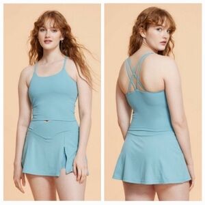 Blogilates Women's Strappy Cropped Tank Teal NWT